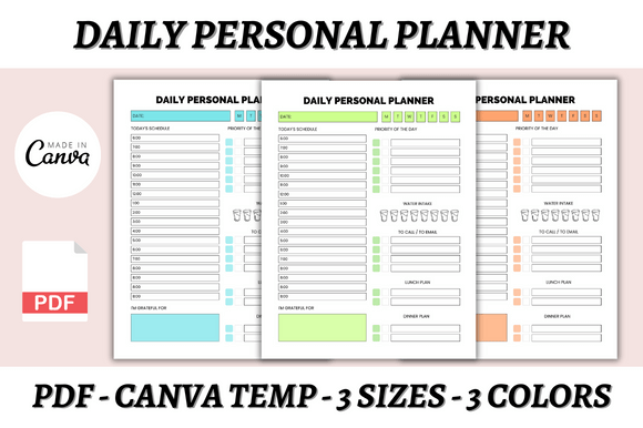 Daily Personal Planner Canva Template: Streamline Your Day