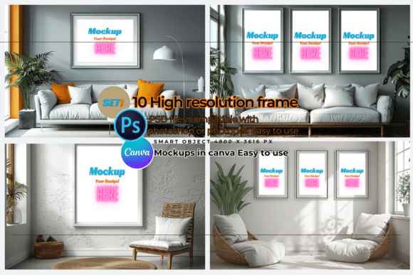 Frame Mockup Interior PS-Canva Template: A Designer's Toolkit