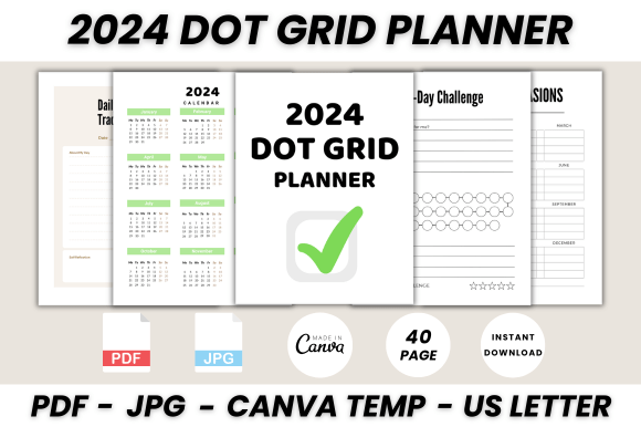 Master Your 2024 Projects with the Dot Grid Planner Canva Template