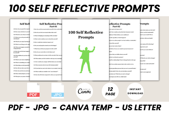 Master Your Mindset: The 100 Self Reflective Prompts Canva Temp
