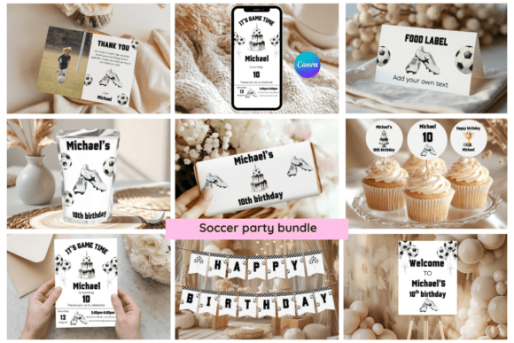 Score Big with a Complete Soccer Party Bundle Editable