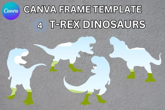 Unleashing Prehistoric Power: T-Rex Dinosaurs Canva Frame Template
